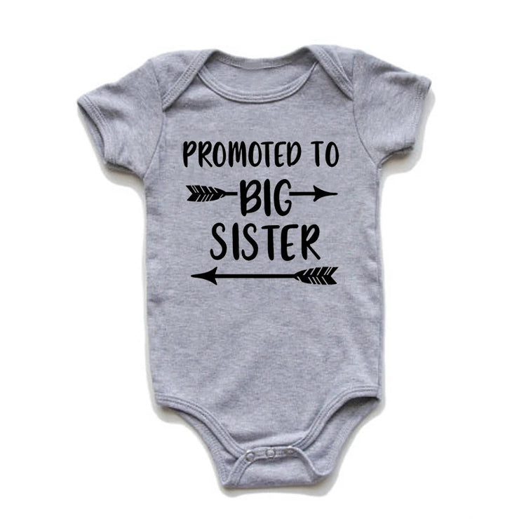 Promoted To Big Sister Brother Baby Bodysuit Cotton Short Sleeve Baby Girl Onesies Rompers Body Bebe Infant Jumpsuit Clothes