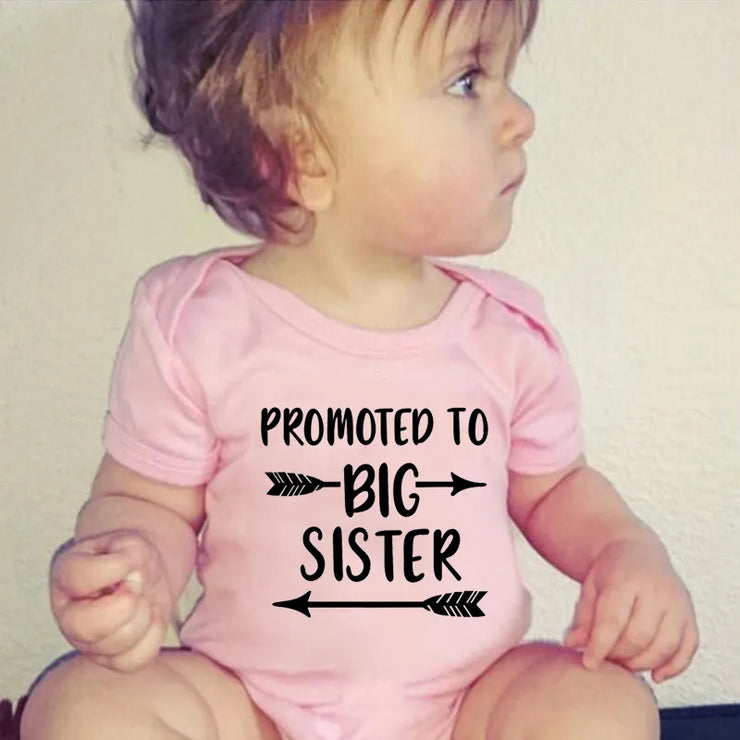 Promoted To Big Sister Brother Baby Bodysuit Cotton Short Sleeve Baby Girl Onesies Rompers Body Bebe Infant Jumpsuit Clothes