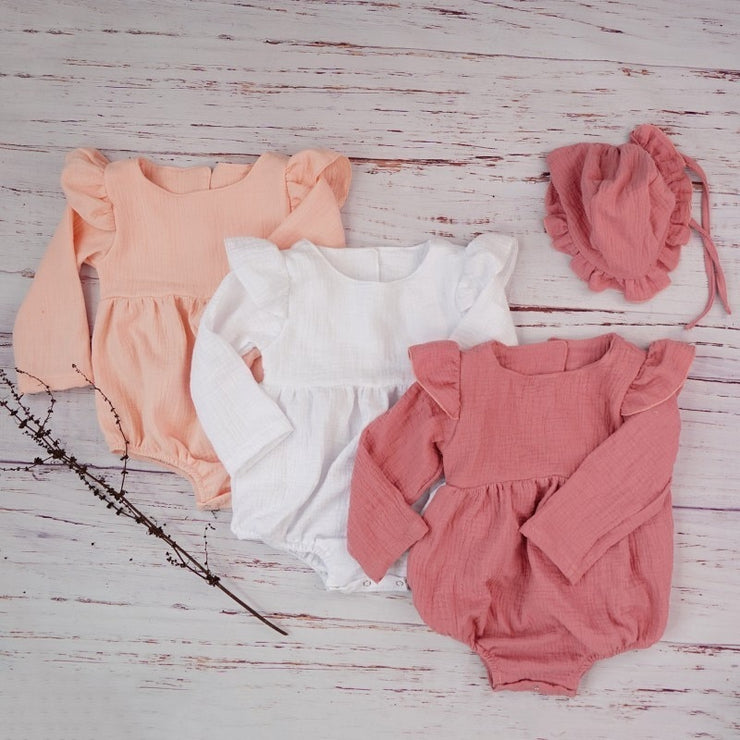 Autumn Baby Girl Clothes Cotton Long Sleeve Baby Romper For New Born Winter Boutiques Linen Playsuit Photo Props Infant Outfit