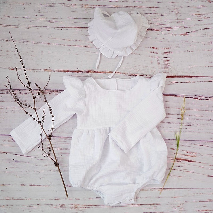 Autumn Baby Girl Clothes Cotton Long Sleeve Baby Romper For New Born Winter Boutiques Linen Playsuit Photo Props Infant Outfit