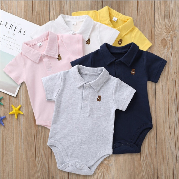 Newborn Baby Romper 0-12 Months Summer Solid 3 Colors Polo Infant Baby Clothes jumpsuit new born Bebies Roupas Kids