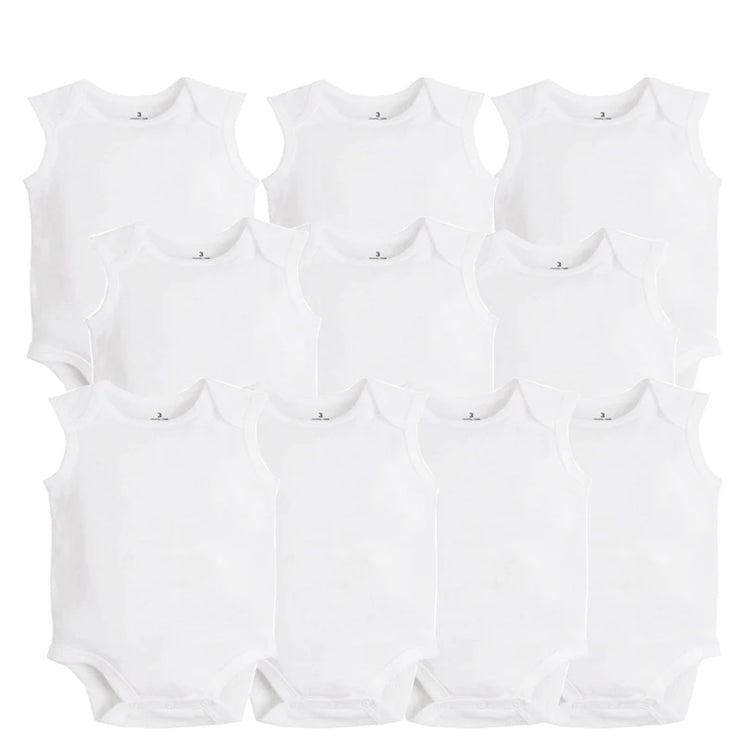 10 PCS/LOT Baby Bodysuits Newborn Baby Clothing Cotton White Kids Jumpsuits Baby Boy /Girl Clothes Infantil Costume 0-24M