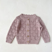 Autumn Newborn Baby Girl Knitted Sweater Coat Cotton Hollow Long Sleeve Vintage Infant Girl Cardigan Toddler Girls Outfits