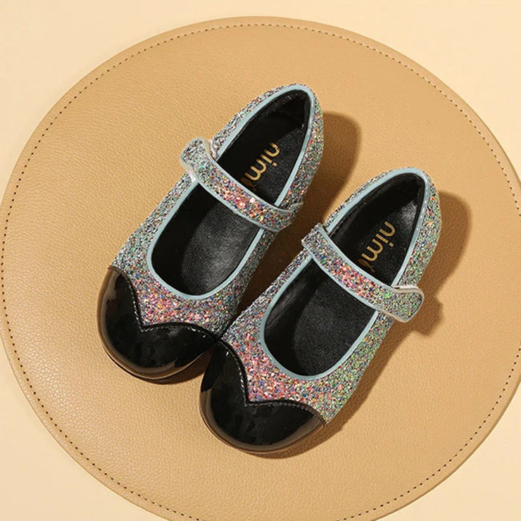 New 2024 Kids Fashion Mary Jane Shoes Girls Dance Princess Shoes Baby Toddler Glitter Non-slip Sandals Soft Sole Leather Flats