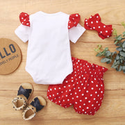 Newborn Baby Girl 0-18 Months Cute Polka Dot Summer Outfit Set Short Sleeve Bodysuit+Pants+Headband Toddler Girls Clothing