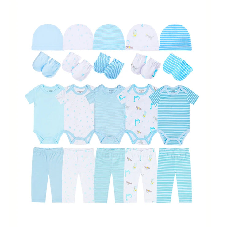 20pcs Newborn Baby Clothes Set Infant Rompers Pants Hats Gloves Perfect For Pregnancy Gifts baby Onesie Sets 0-12 Months