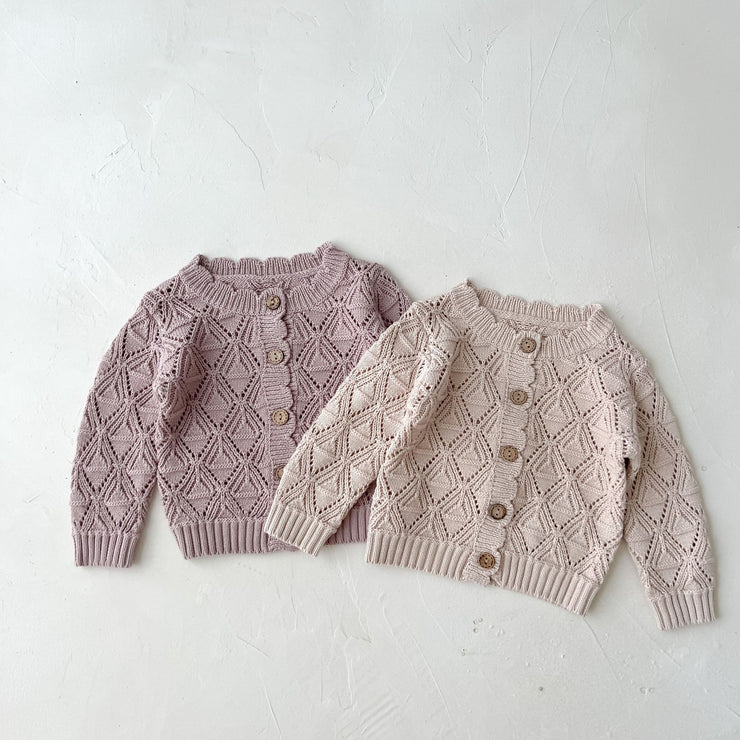 Autumn Newborn Baby Girl Knitted Sweater Coat Cotton Hollow Long Sleeve Vintage Infant Girl Cardigan Toddler Girls Outfits