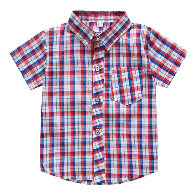 Summer Plaid Shirt for Boys Thin Short-Sleeve Shirts Fashion Kids Clothes Casual Classic Children Blouses Tops Tee 3-8 Years Old
