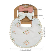 3Pcs/Set Baby Flower Bibs & Headbands Bow Nylon Hairbands Double Side Saliva Towel Feeding Burp Cloth Scarf Boys Girls Headwear