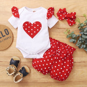 Newborn Baby Girl 0-18 Months Cute Polka Dot Summer Outfit Set Short Sleeve Bodysuit+Pants+Headband Toddler Girls Clothing