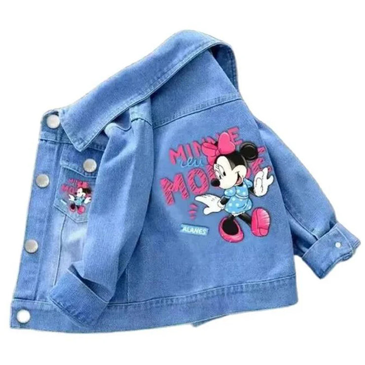 New 100%Cotton Baby Girls Denim Mickey /Minnie Mouse Outerwear Clothes for 2 4 6 8 9y