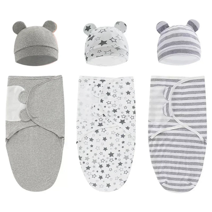 2PCS Babies Sleeping Bags Newborn Baby Cocoon Swaddle Wrap Envelope 100%Cotton 0-6 Months Baby Blanket Swaddling Wrap Sleepsack