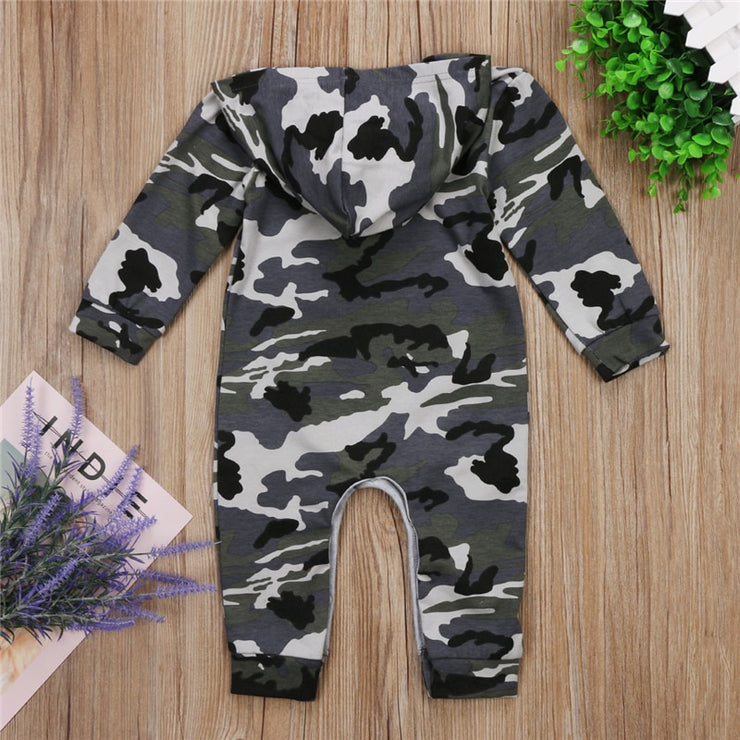 Infant Baby Boy Hooded Camouflage Romper Newborn Baby Camo Long Sleeve Warm Autumn Jumpsuit Outfit Boys Clothing