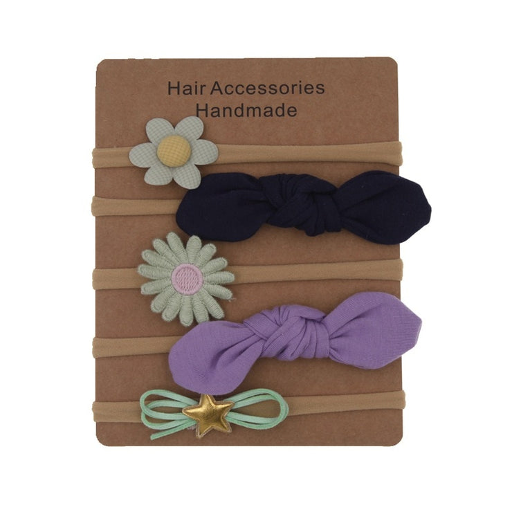 Baby Headband 5 Pcs Bows Flower Nylon Headbands Children Hair Band Hair Ornaments Set Baby Hair Accessories Photography Props