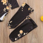 Newborn Baby Girl  3 PCS Off Shoulder Flower Romper+Leg Warmers Outfit Clothes Set