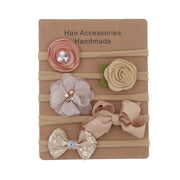 Baby Headband 5 Pcs Bows Flower Nylon Headbands Children Hair Band Hair Ornaments Set Baby Hair Accessories Photography Props