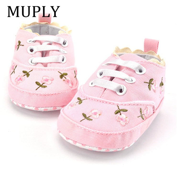 Baby Girl Shoes White Lace Floral Embroidered Soft Shoes Prewalker Walking Toddler Kids Shoes First Walker free shipping