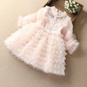 Baby spring dress layered lantern sleeve girls dress lace infant birthday Princess Dress children clothes 4-9y girl clothes