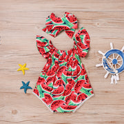 New Infant Toddler Newborn Baby Girls Watermelon Printed Sleeveless Bodysuit Sunsuit Jumpsuit Casual Clothes