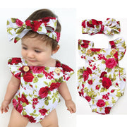 Cute Floral Romper 2pcs Baby Girls Clothes Jumpsuit Romper+Headband 0-24 MonthsInfant Toddler Newborn Outfits Set Hot Sale