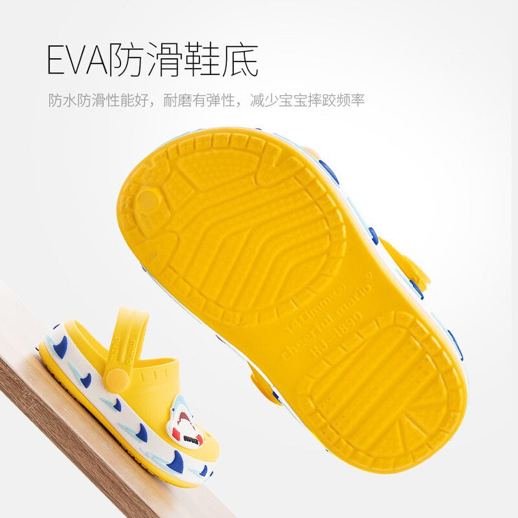 Children Slippers for Boys /Girls Summer Kids Home Sandals Cartoon Shoes Soft Leather Appliques Big Girls Beach Cave Shoes