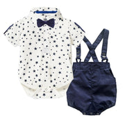 Newborn Clothes Toddler Boy Romper Baby Set 3PCS Cotton Bow Long-sleeved Jumpsuit Suit Boys Fashion Outfit 3 6 9 12 18 24M