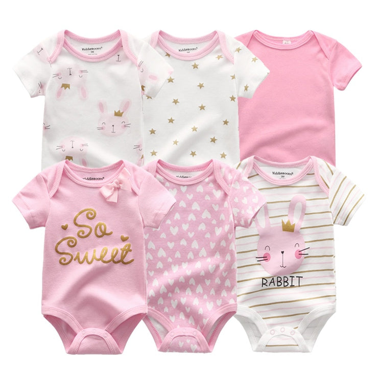 Newborn Baby Boys &  Baby Girls 6 Pcs Unisex Clothes Cotton Cartoon Baby Clothing Jumpsuits Bodysuits