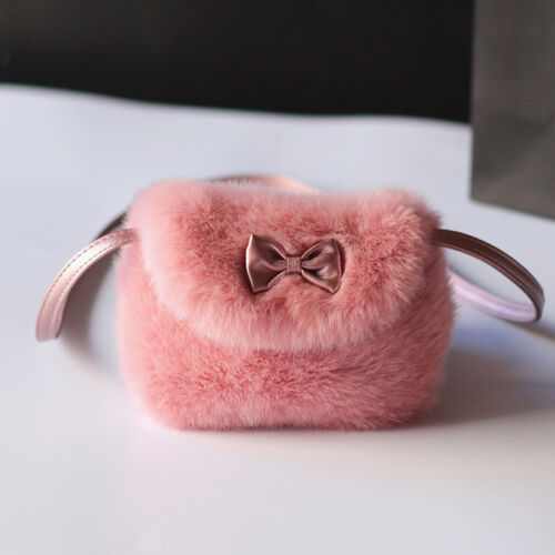 Girls Kids Purse Bowknot Mini Artificial Fur Children Handbags Cross Body Comfortable Cute Children Handbag