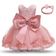 Summer Sequin Big Bow Baby Girl Dress Birthday Party /Wedding Dress For Girl Palace Princess Evening Dresses Kid Clothes