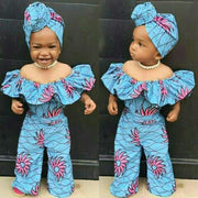 New 3-18M Infant Children Clothes Baby Girls Costume Off Shoulder Dashiki African Floral Cotton Romper Jumpsuit+Headband