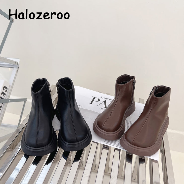 Kids Fashion Boots Baby Girls Leather Ankle Shoes Children Brand Chelsea Boots Black/ Brown  Boots Boys Soft Boots