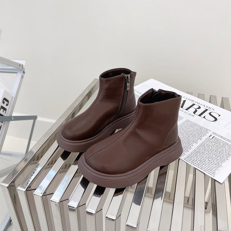 Kids Fashion Boots Baby Girls Leather Ankle Shoes Children Brand Chelsea Boots Black Boots Boys Soft Boots For Spring New