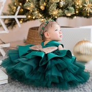 Baby Princess Dress Newborn Girls Birthday Party 1st Christening Gown Toddler Kid Children 2 3 4 5 Year Green Chrsitmas Dress