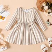 PatPat NewBorn Dresses Baby Girl Clothes New Born Babies Kids Birthday Party Dress Ribbed Striped Long-sleeve Overalls Children