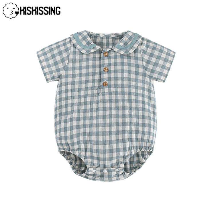 Baby Clothes Girl /Boys Charm Plaid Printed Bodysuits for Fashion Summer Newborn Bubble Rompers Baby Boy Clothes 0-24M