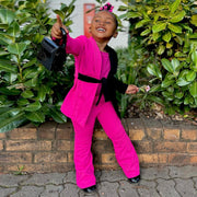 Kids 2pcs/sets Children Clothing From 1 To 8 Years Colorblock Blazer+Pants Child Girl Kids Clothes Girls Baby Girl Clothes