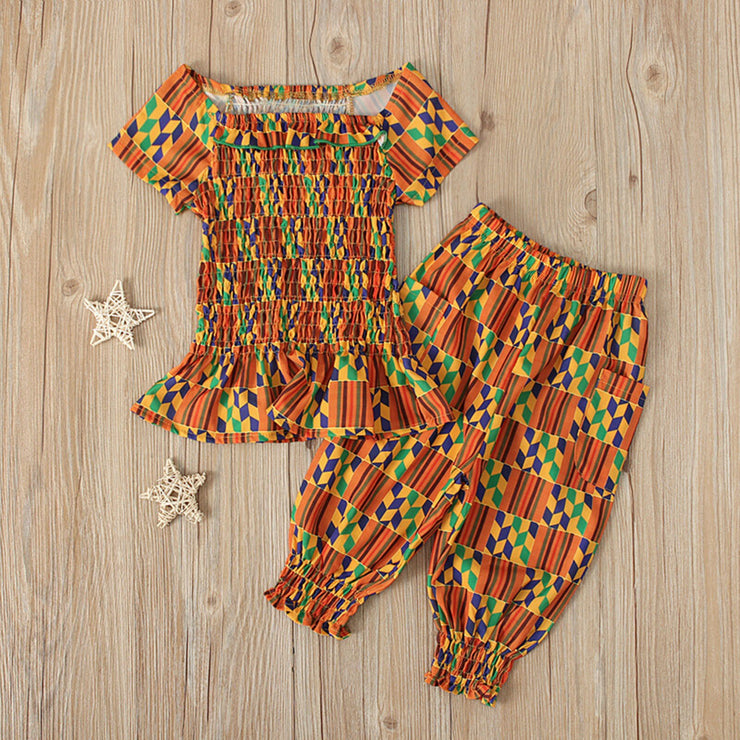 Girls Clothing Sets Summer New Girl Clothes Suit African Bohemian Two Piece Set Baby Girl Clothes Kids Outfits