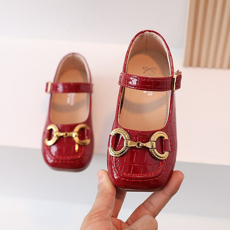 Girls Leather Shoes Children Mary Janes For Girl Metal Buckle Classic Fashion Kids Flats Spring Autumn For Party Soft