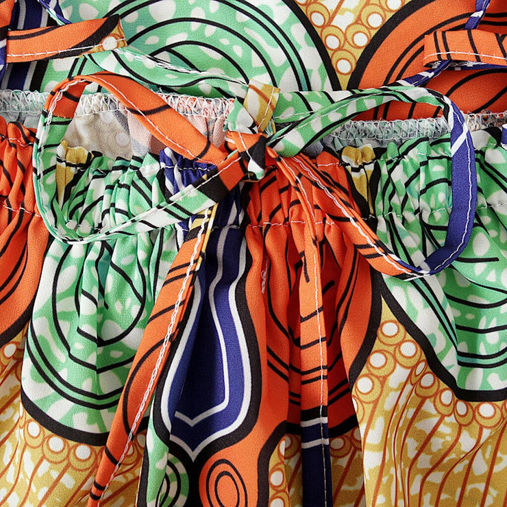Summer African Girls Dress Kids Girls African Dashiki 3D Digital Print Suspenders Princess Dress Beach Casual Baby Dress Clothes