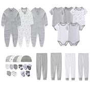 Newborn Baby Gift Set 27 Pieces Solid Color Cotton Baby Girl Clothes Bodysuits Pants Baby Boy Clothes Essentials and Accessories