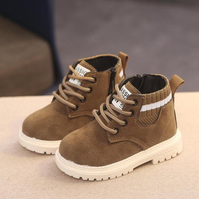 Children Casual Shoes Autumn Winter Martin Boots Boys Shoes Fashion Leather Soft Antislip Girls Boots 21-30 Sport Running Shoes