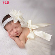 Newborn Baby Girl Tulle Tutu Skirt and Flower Headband Set Photograph Props Gift Set