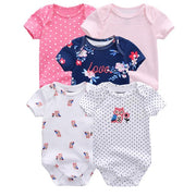 Newborn  5 Pcs Baby Boys/Girls Cotton Body Suits Cartoon Print Girls Baby Clothing.