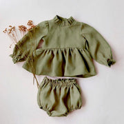 Baby Girls Princess Clothes Sets Summer Spring Linen Cotton Girls Blouse + Bottom Shorts 0-2 Y Baby Girl Clothing Outfits