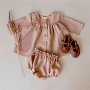 Baby Girls Princess Clothes Sets Summer Spring Linen Cotton Girls Blouse + Bottom Shorts 0-2 Y Baby Girl Clothing Outfits