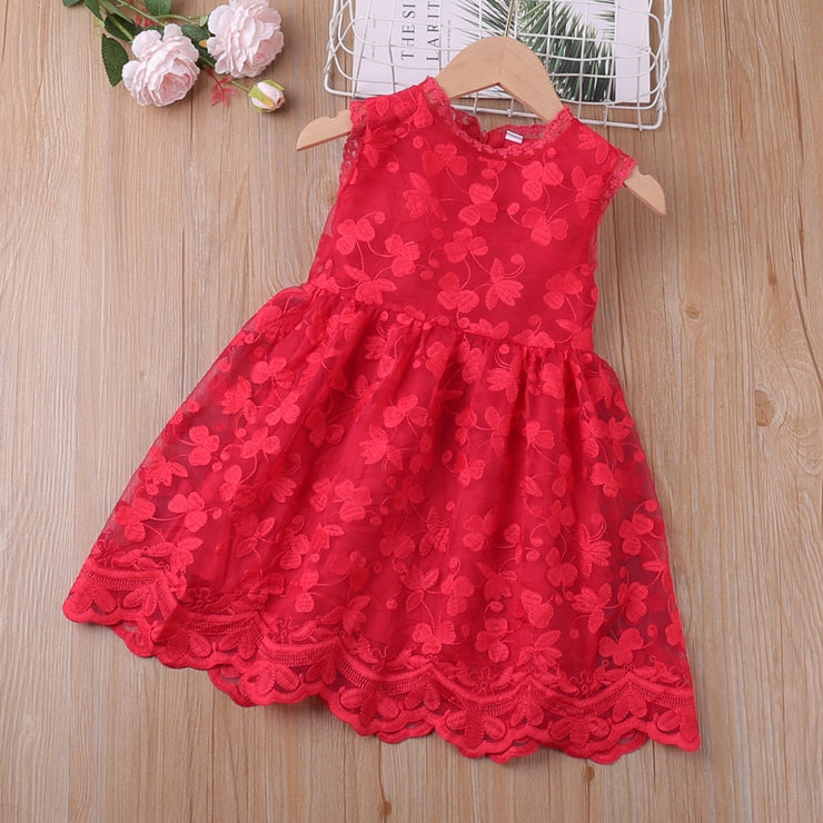 Girls Dress Sleeveless Baby Kids Clothes Summer Children Clothing Leaf Embroidery Girl Clothes Toddler Dresses