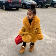 Plus Size  Spring Autumn Kid Girls Coat Thin Coat Overcoat Fur Collar Padding Girl Outerwear Hooded Kids Clothes Children