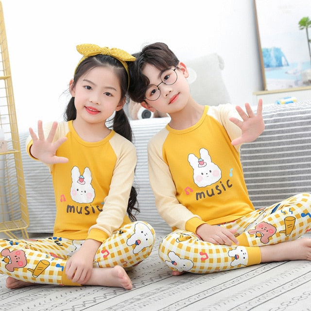 Boys /Girls Winter Pajamas Clothes Long Sleeve Children Clothing Sleepwear Cotton Pyjamas Sets For Kids 4 6 8 10 12 Years