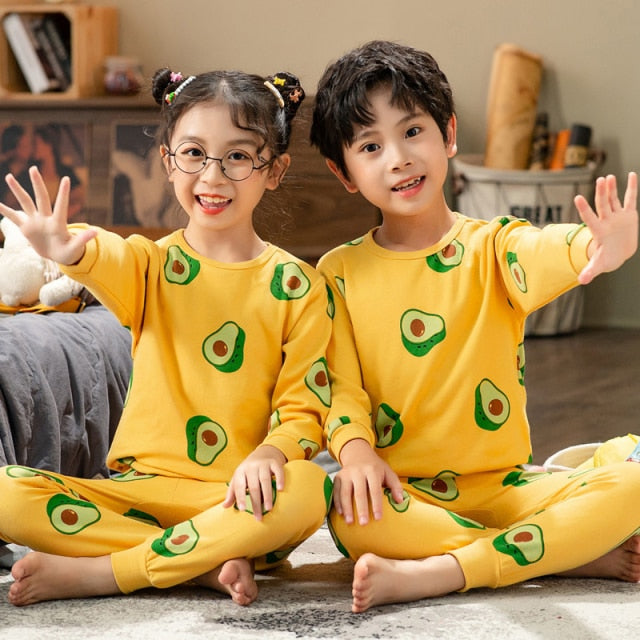 Boys /Girls Winter Pajamas Clothes Long Sleeve Children Clothing Sleepwear Cotton Pyjamas Sets For Kids 4 6 8 10 12 Years