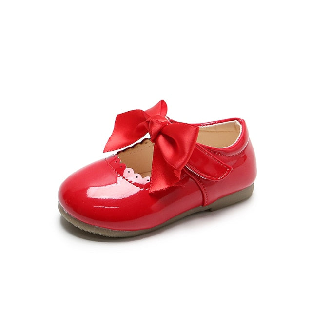 Baby Girls Shoes Cute Bow Patent Leather Princess Shoes Solid Color Kids Dancing/Walkers First Walkers.